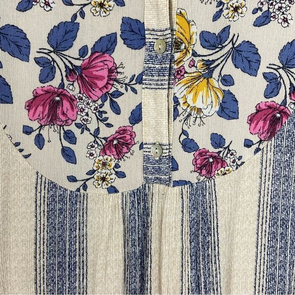Hope Springs Women’s Blue & Cream Pleasant Top Striped Floral Boho Hippie 2XL - Picture 11 of 13